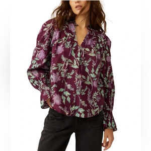 Free People Meant To Be Ruffled Blouse Prairie Floral NWT Smal